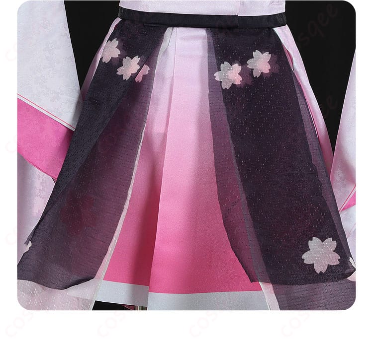 桜ミクコスプレ衣装のスカート背面の装飾ディテール。可愛らしいデザインが際立っています。