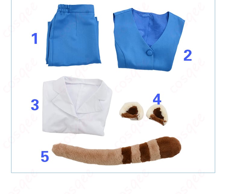 アグレッシブ烈子の烈子(レッサーパンダ)のコスプレ衣装の尾巴部分の正面画像。可愛らしさが際立つアクセサリー。