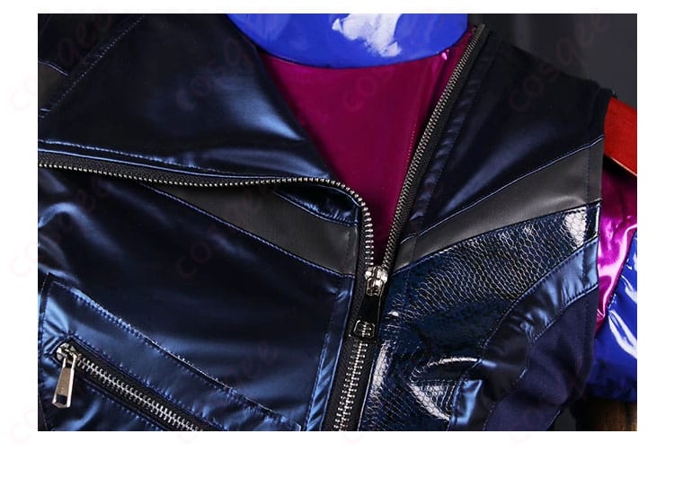 衣装の衣領部分の細部、エレガントな装飾とデザインが際立つ。