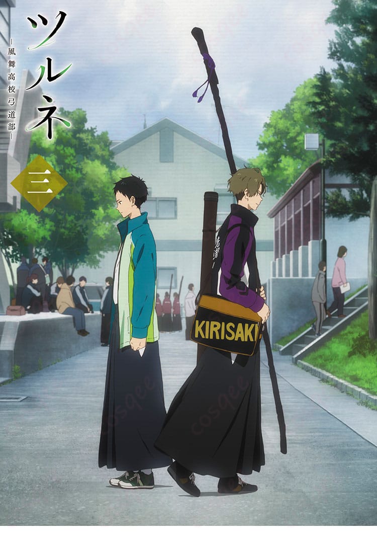 ツルネ -風舞高校弓道部- 桐先高校弓道部 コスプレ衣装を着用したキャラクターイメージ画像。臨場感ある着こなしをチェック!