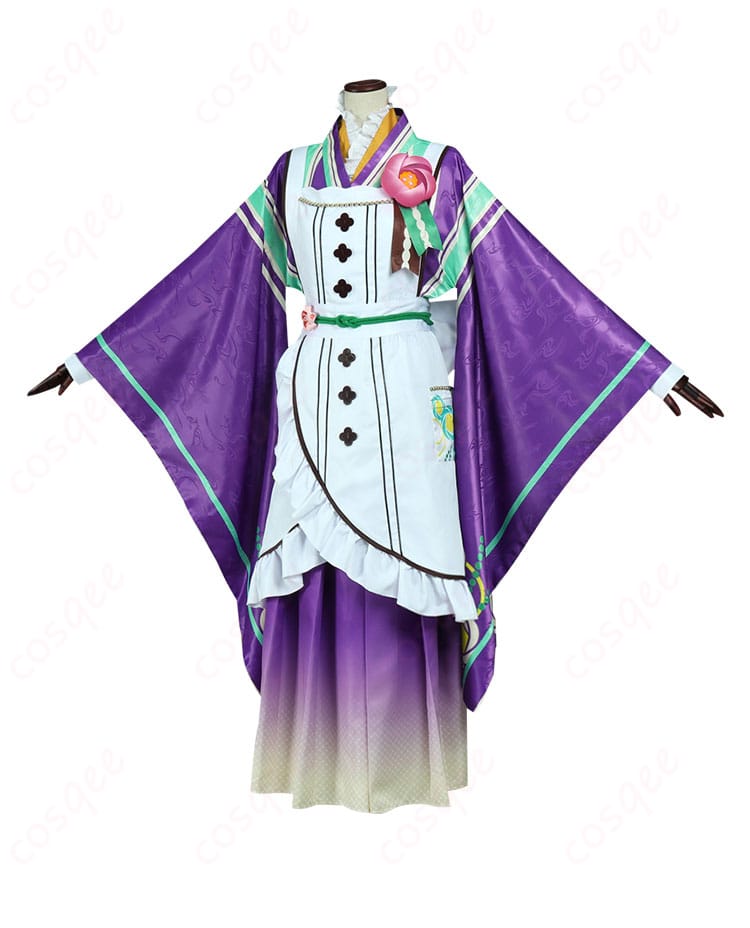 コスプレ衣装の側面画像、スムーズなラインと特徴的な装飾が見える。