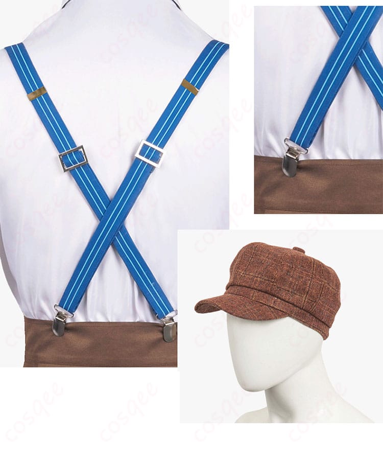 シャルルマーニュ コスプレ衣装の背帯とアクセサリー帽子の細部。細部までこだわりが見られます。