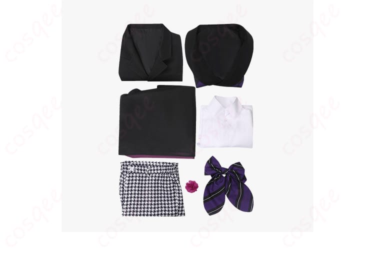 黒執事 グレゴリー・バイオレット コスプレ衣装のセット内容を紹介する画像。