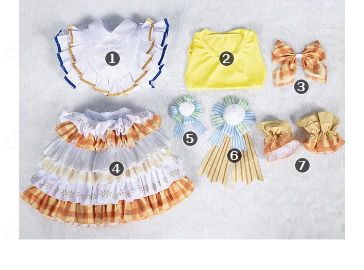 プリパラ 南みれぃ コスプレ衣装 セット内容を紹介する画像、アイテム全体が見える。