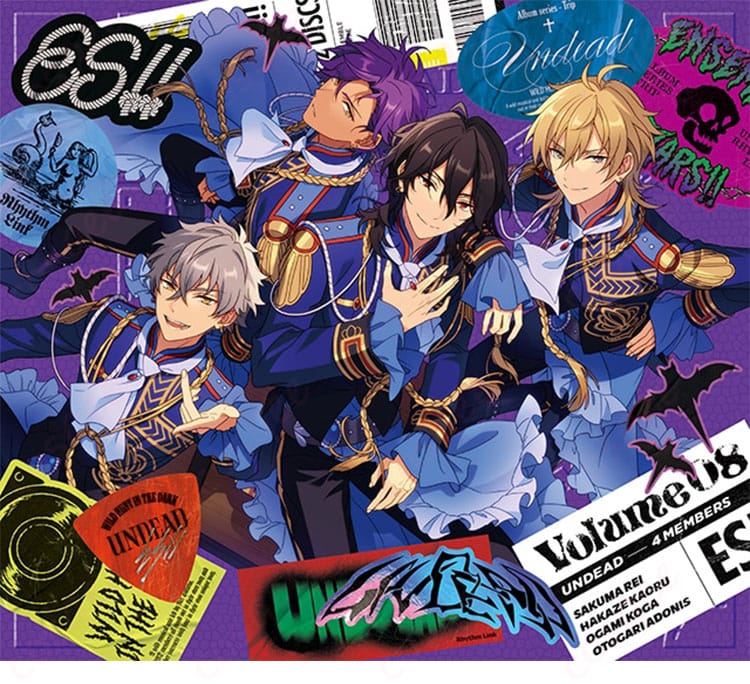 あんさんぶるスターズ!!(あんスタ) 大神晃牙・羽風薫・朔間零 コスプレ衣装のキャラクター画像。UNDEADアルバム『TRIP』衣装。コスプレ通販で購入可能!