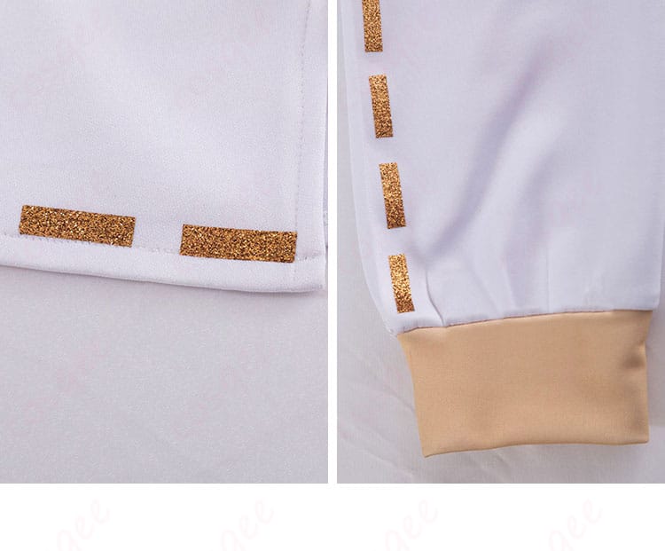 ポストマンコスプレ衣装の袖の装飾ディテール。ディテールまでこだわったデザイン。