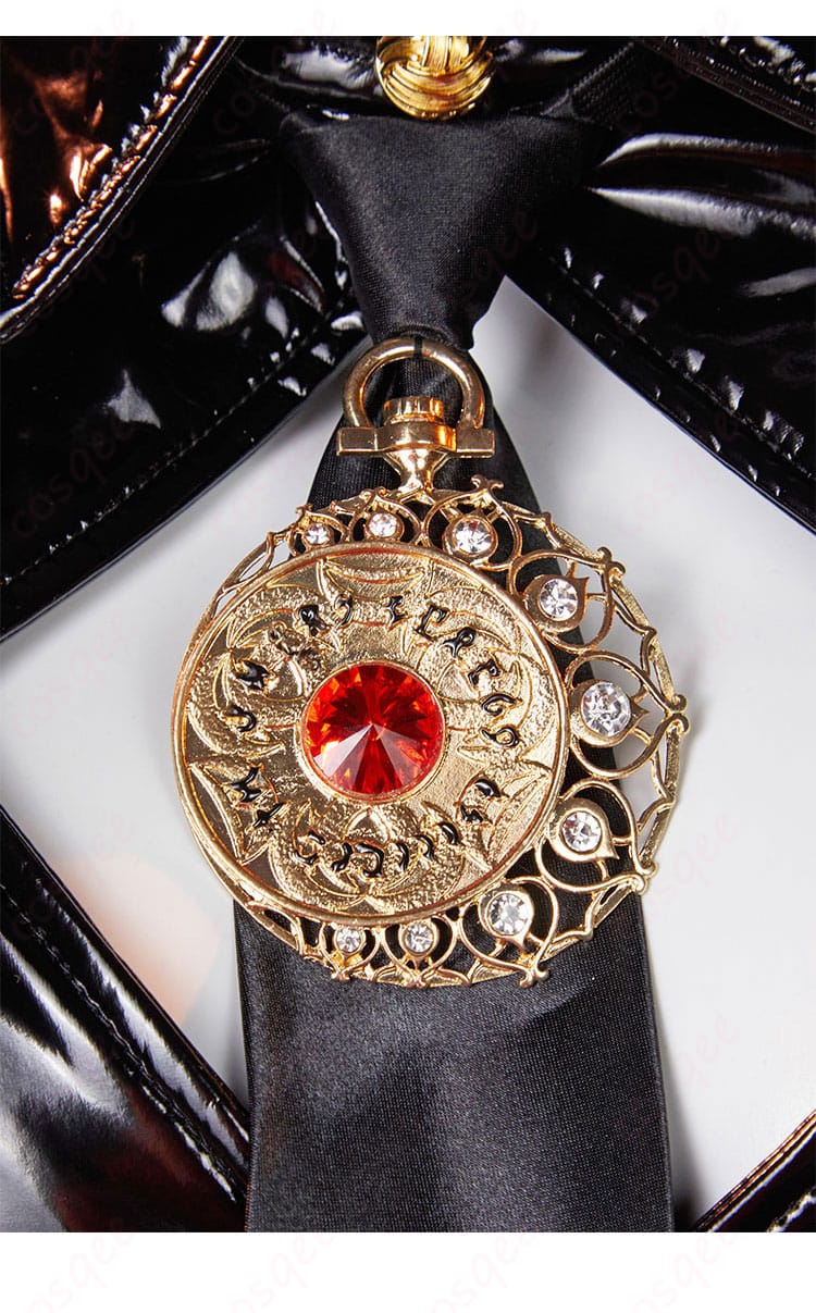 ベヨネッタ2 コスプレ衣装のアメリカン風婦警の領結装飾のアップ画像。繊細な刺繍が施された領結のディテール。