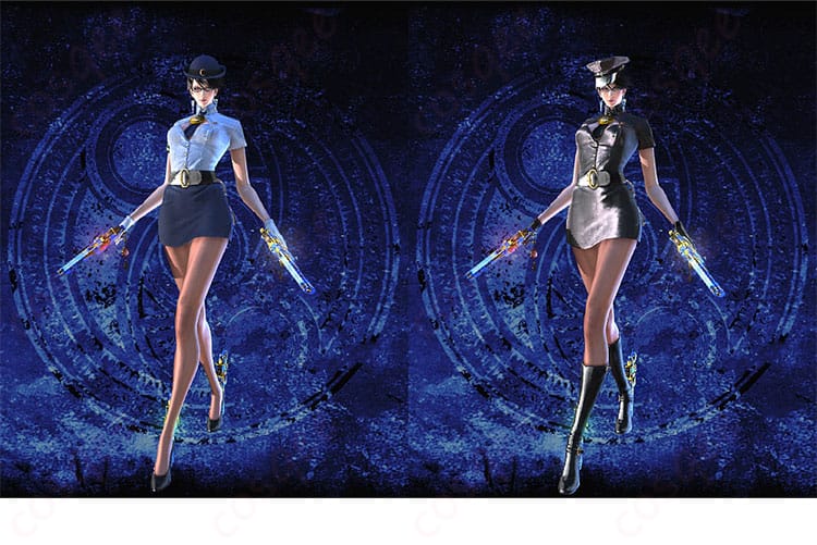 ベヨネッタ2のベヨネッタコスプレ衣装、婦警アメリカン風制服のキャラクター画像。ゲーム「ベヨネッタ2」の主人公ベヨネッタのコスプレ衣装。