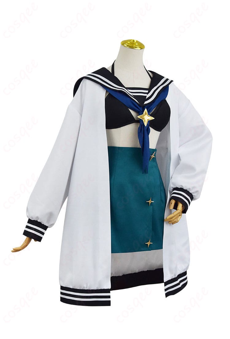 阿古屋真珠(ロコムジカ)のコスプレ衣装の左側面デザイン、細部まで忠実に再現。