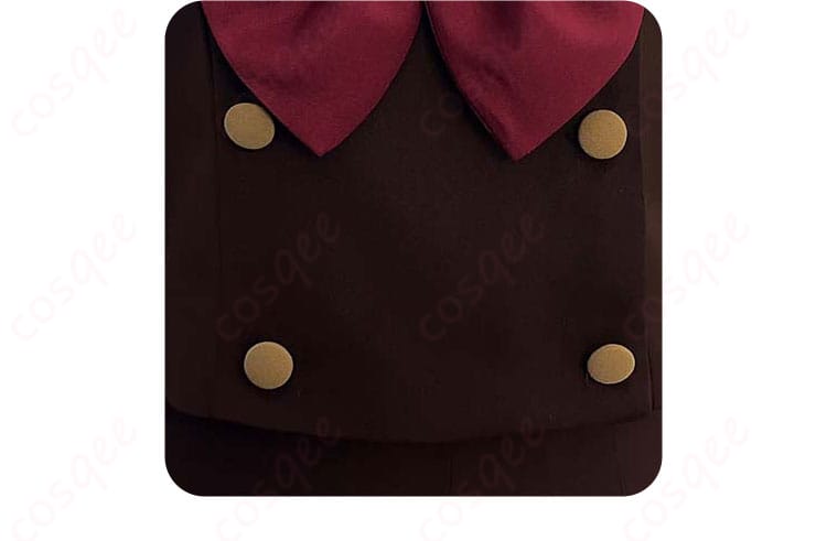 黄前久美子のコスプレ衣装の腰間のボタン装飾の詳細。制服の完成度が高いデザイン。