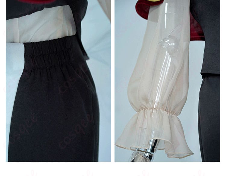 服装のパンツと袖の装飾細部。細かい部分まで完璧に再現。