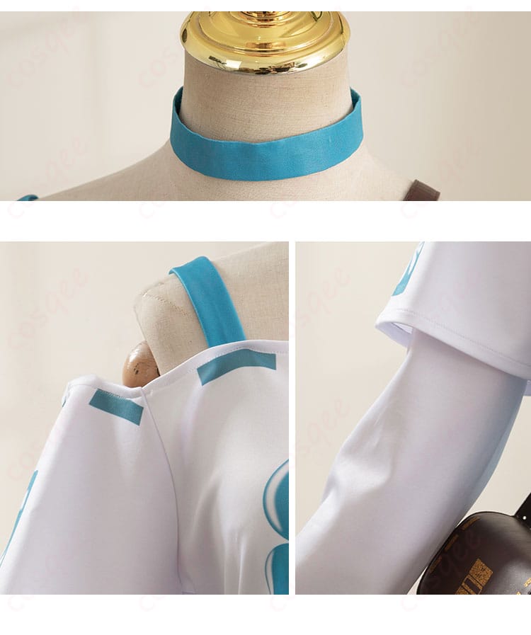 アニー・レスター衣装のネックと肩袖の装飾部分。精巧な刺繍デザイン。