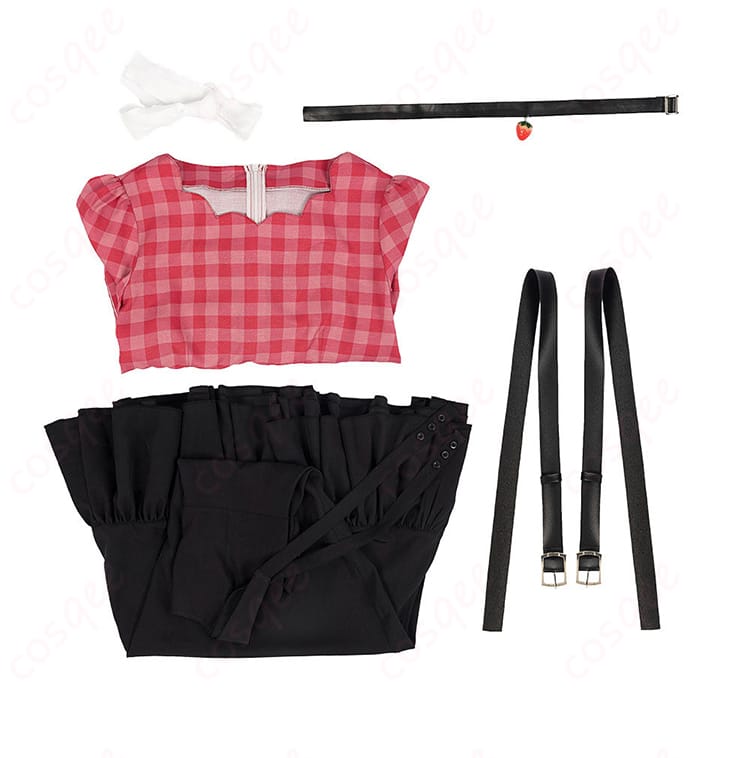 朝比奈まふゆ コスプレ衣装のセット内容。衣装一式、髪飾りやベルトが含まれています。