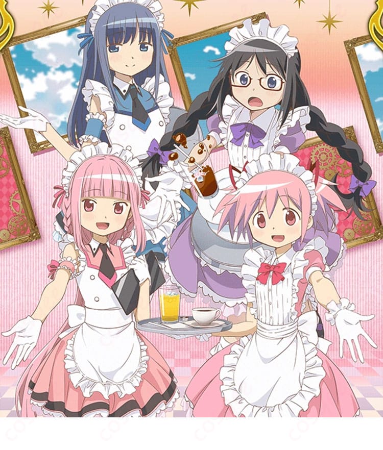 マギアレコード 魔法少女まどか☆マギカ外伝 鹿目まどか コスプレ衣装のキャラクター画像。セガコラボカフェバージョンのメイド服が忠実に再現されています。