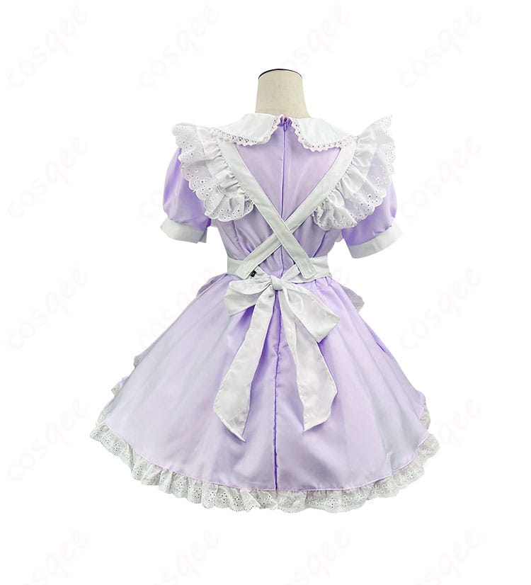 「マギアレコード」暁美ほむらのメイド服コスプレ衣装背面。美しいシルエットと精巧なディテールが特徴。