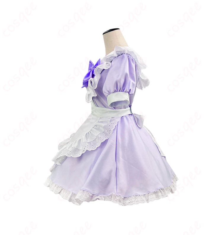 暁美ほむらのコスプレ衣装側面。セガコラボカフェ版メイド服の細部まで忠実に再現。コスプレにぴったりなアイテム。