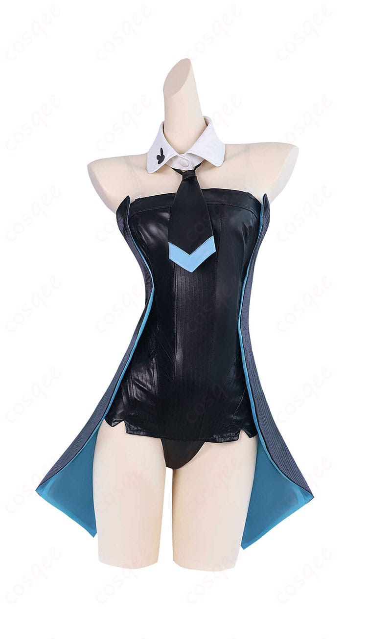 商品正面のバニーコスプレ衣装。初音ミクの特徴的なデザインを忠実に再現しています。