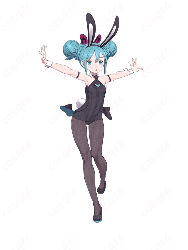 初音ミク バニーコスプレ衣装のキャラクターイラスト。高忠実度再現でファン必見。