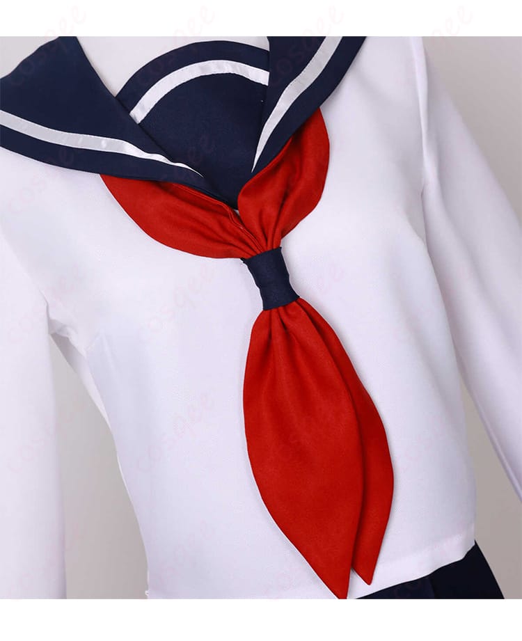 夜桜六美 コスプレ衣装 衣領・赤いスカーフ装飾細部|セーラー服