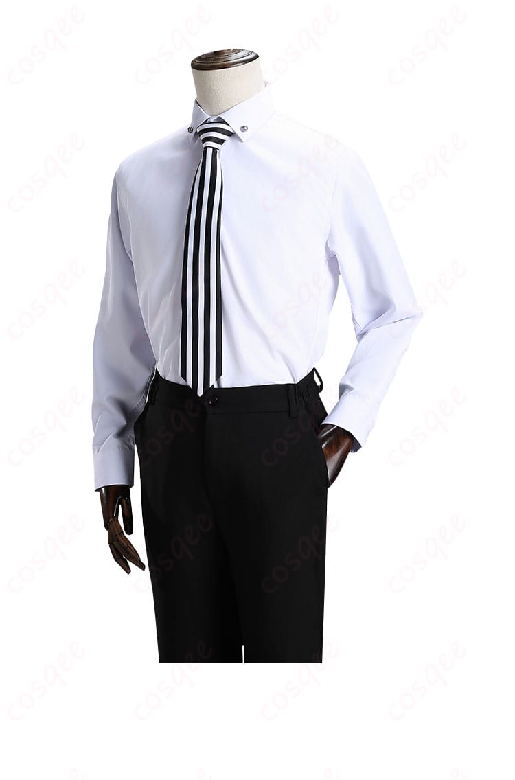 ペルソナ5 明智吾郎 コスプレ衣装 白い内衬シャツのディテール画像。コスプレ衣装の一部として重要なアイテムです。