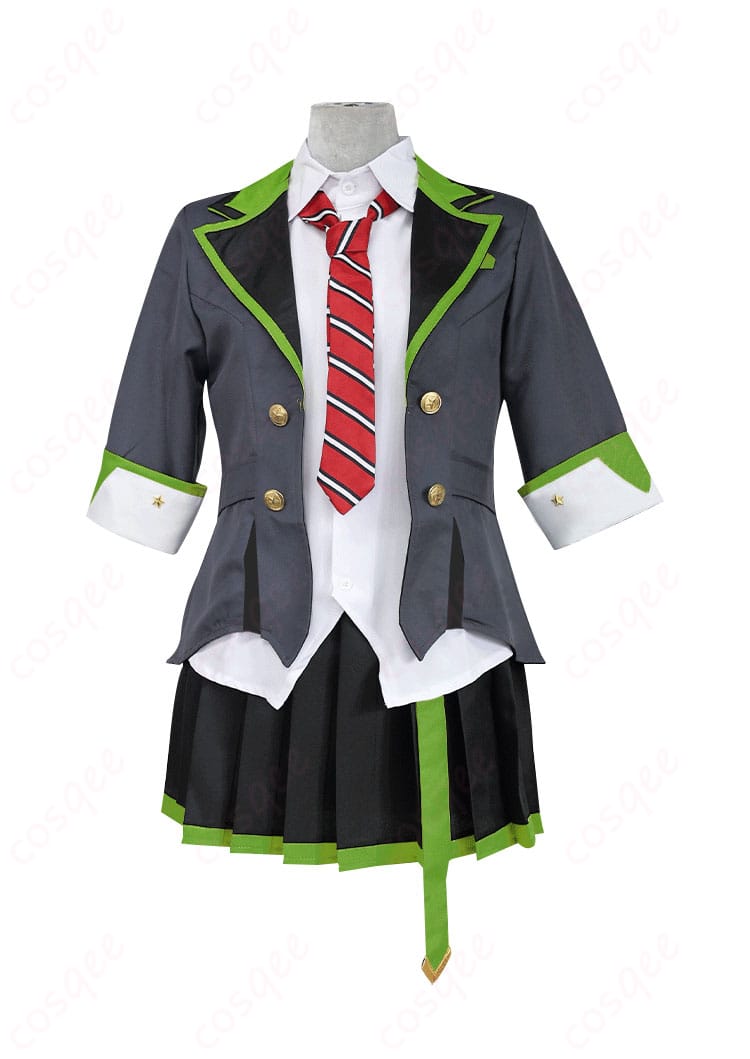 プロジェクトセカイ 日野森志歩 コスプレ衣装の正面写真。コートとシャツ、ネクタイが特徴的なユニット衣装(Leo/need)。