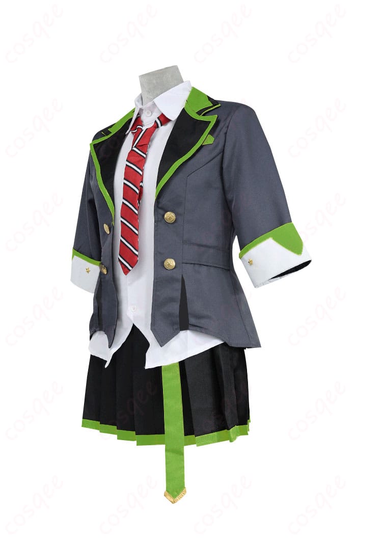 プロジェクトセカイ 日野森志歩 コスプレ衣装の側面写真。ユニット衣装(Leo/need)の細部がよくわかる画像。