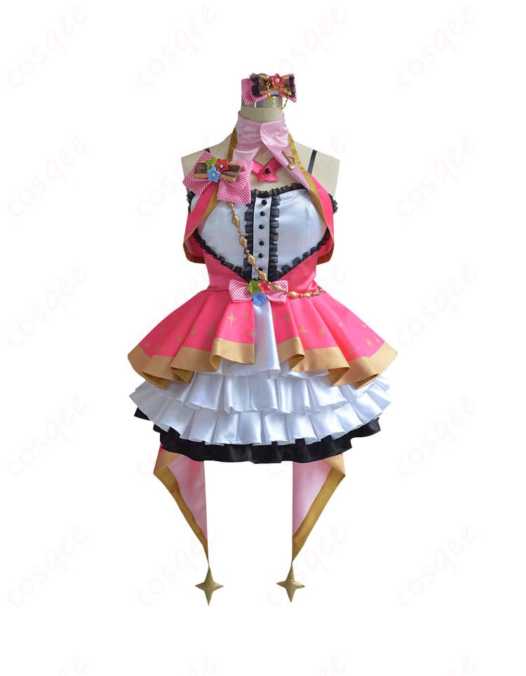 アイドルマスター シンデレラガールズ 島村卯月 コスプレ衣装 正面画像。アイドルらしい可愛さが際立つ、詳細なデザイン。