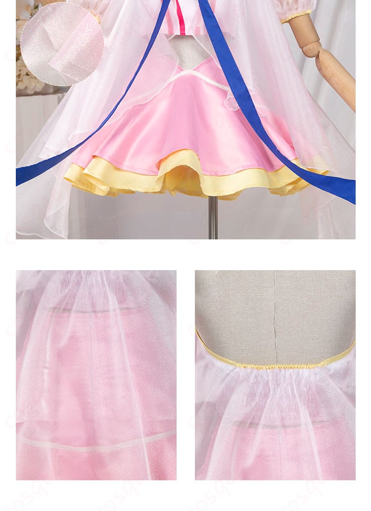 スカートの広がりと背面のデザインのディテール。後ろ姿の美しさが引き立つ画像です。