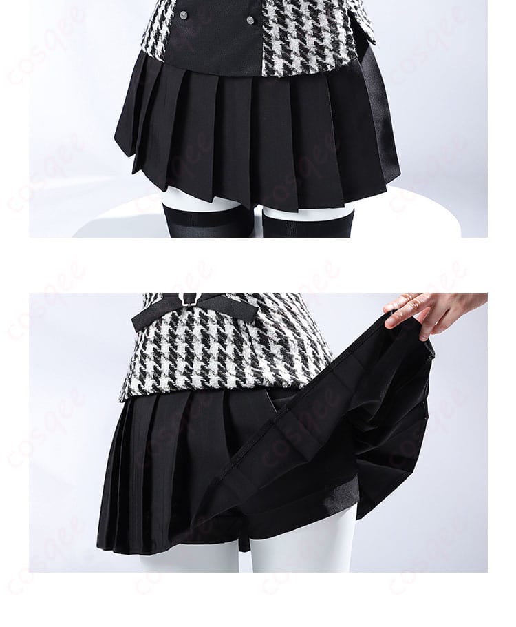 髏々宮カルタ 制服 コスプレ衣装 スカートの装飾ディテール画像、花柄刺繍の美しい再現。