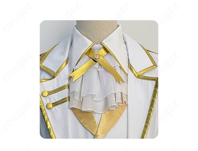 ブルーロック 凪誠士郎 コスプレ衣装の襟元の装飾の詳細。精密な刺繍と華やかなデザイン。