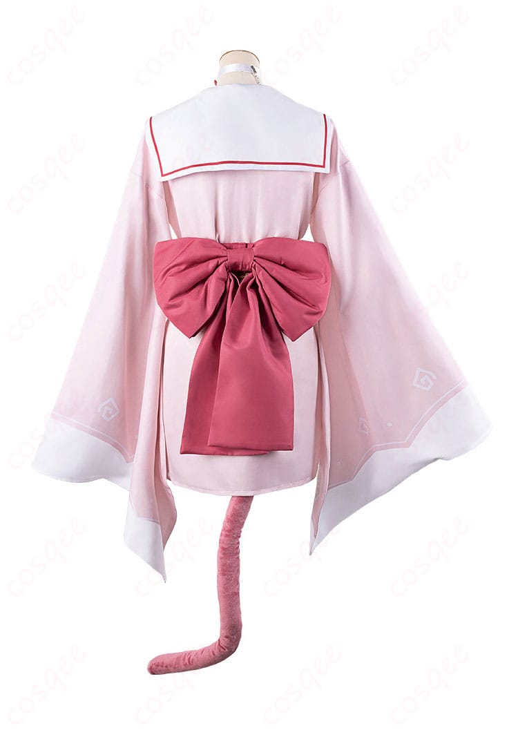 クロレラ観察部のモブキャラクターコスプレ衣装の背面画像。背部の蝶結びが特徴的なデザイン。