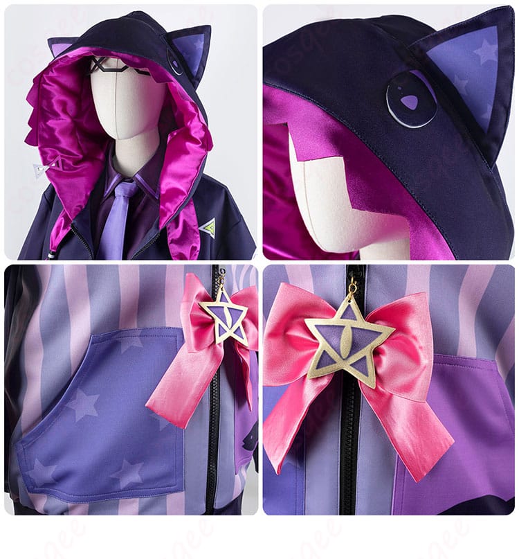 コスプレ衣装の帽子と蝶の装飾細部。精緻なデザインが印象的。