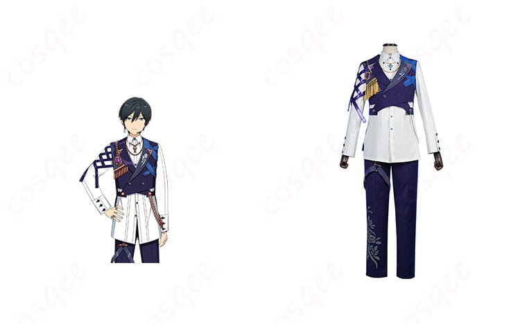 氷鷹北斗 コスプレ衣装 正面とキャラクターイメージの比較。あんさんぶるスターズ！！のMV衣装「Faraway」を忠実再現したコスプレ衣装。