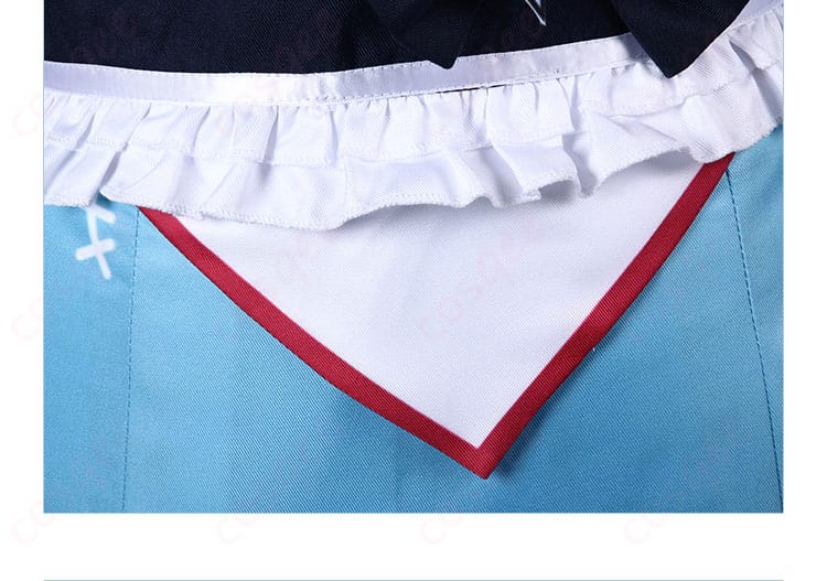 ホロライブ がうる・ぐら コスプレ衣装 腰の三角装飾のディテール。細部までこだわったデザイン。