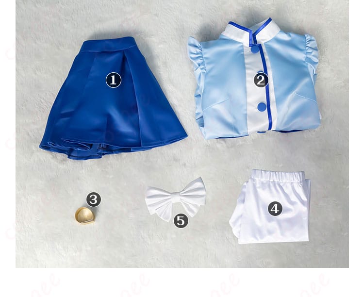 レイン コスプレ衣装 セット内容 トップス、スカート、蝶ネクタイ、髪飾り、帽子