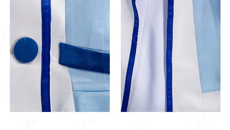 レイン コスプレ衣装 衣服のボタンとストライプ装飾 細部までこだわりのあるデザイン