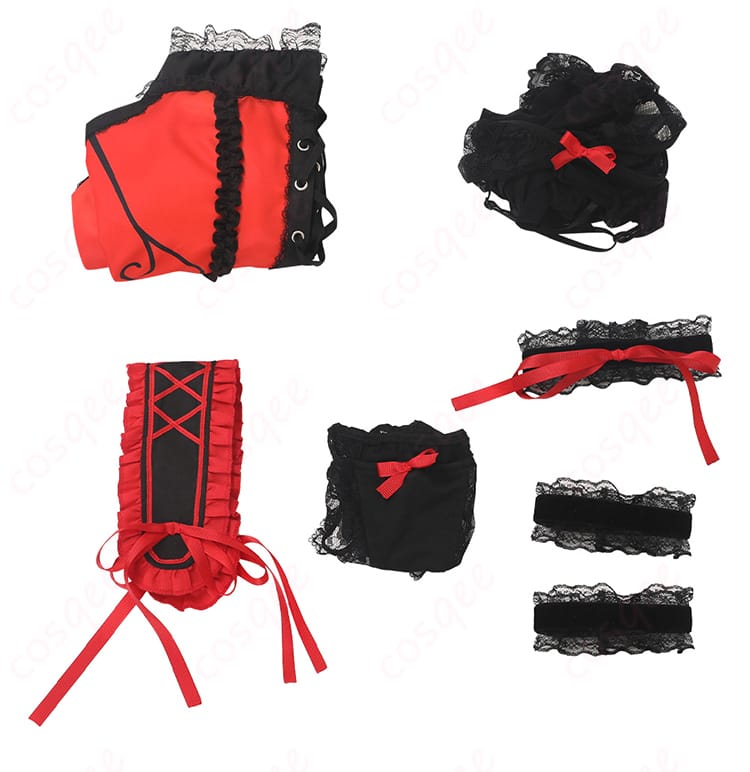 セット内容を展示した画像。時崎狂三 コスプレ衣装のすべてのアイテムを紹介。