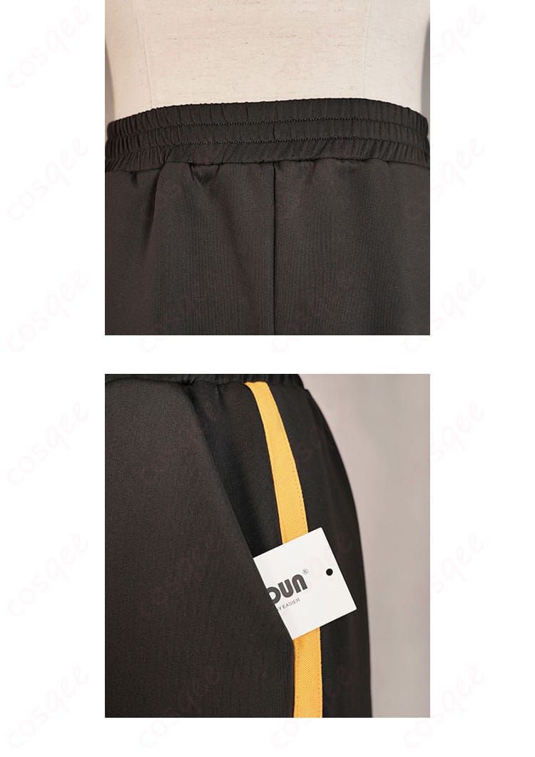 ナツキ・スバル コスプレ衣装のズボンのウエスト部分とポケットの詳細。機能的でスタイリッシュなデザイン。