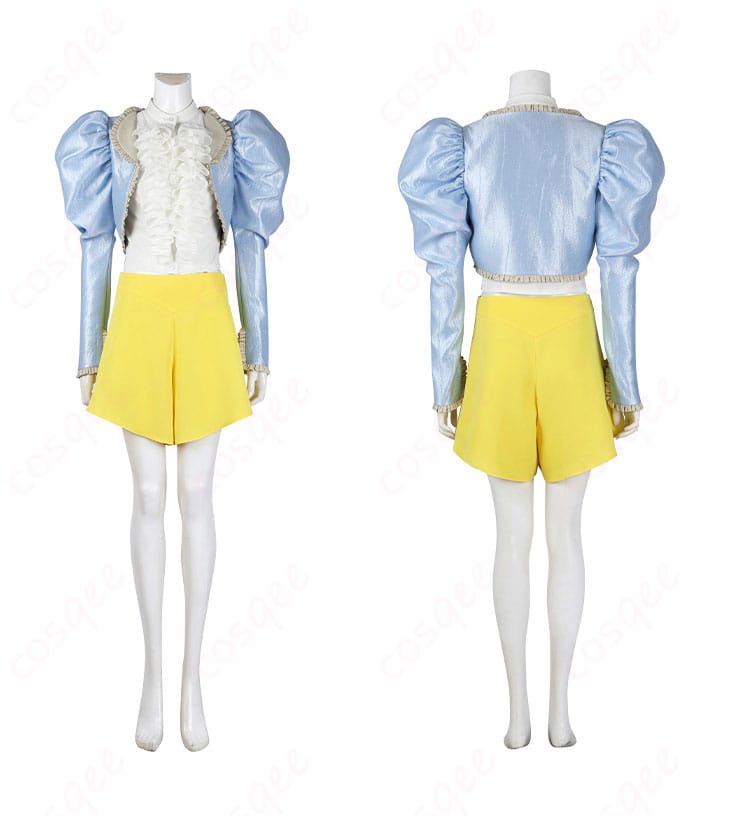 コスプレ衣装の前後の詳細な画像、細部まで再現されたデザイン。