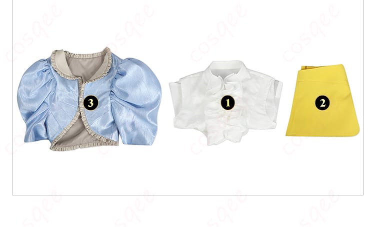 コスプレ衣装のセット内容を表示した画像、完全なセットの確認。