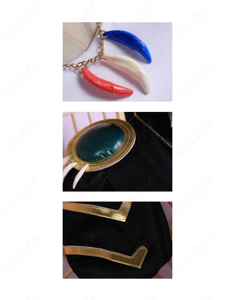 ミリム・ナーヴァのコスプレ衣装のアクセサリー細部。繊細な装飾が魅力的なディテール。