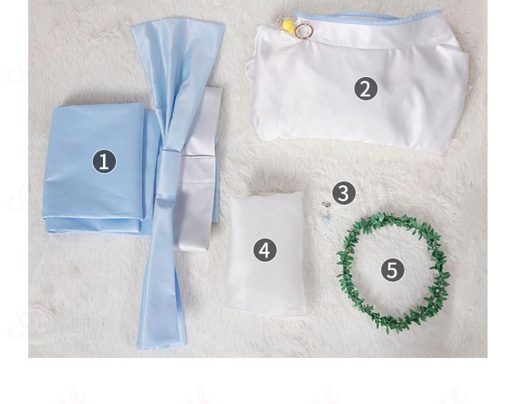 九条和音 コスプレ衣装(神化衣装)のセット内容、ワンピースやアクセサリーが含まれています。