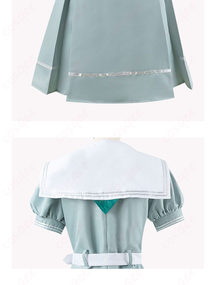 ラブライブ!蓮ノ空のスカート部分と服装背面の装飾詳細。動きやすさとデザインが見事に融合しています。