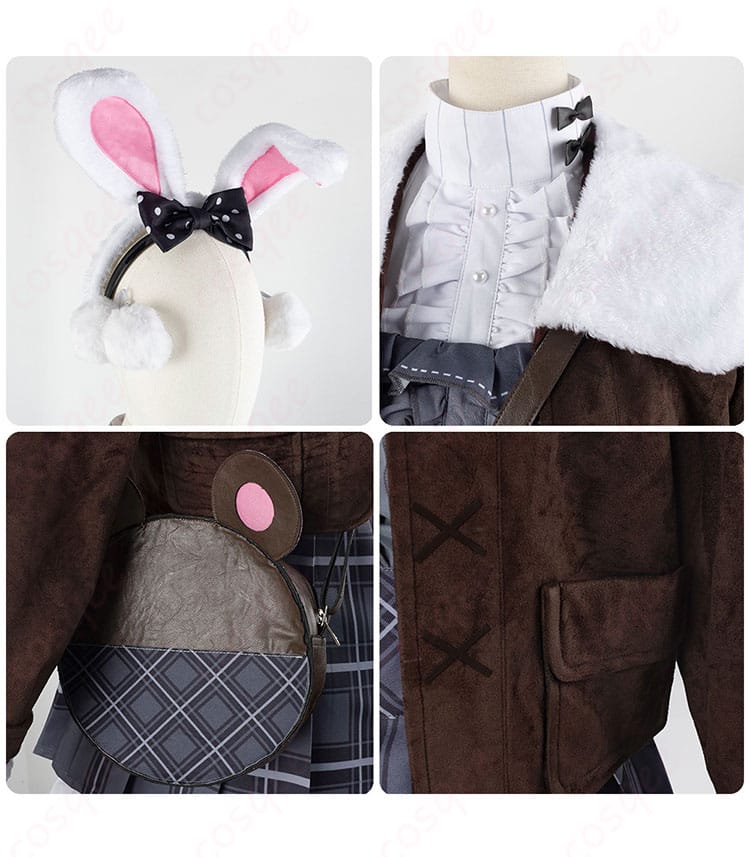 ヘッドアクセサリー、ショルダーバッグ、衣領、ポケット細部図 - 服のアクセサリーや小物部分のクローズアップ画像。細部までこだわりが詰まっています。