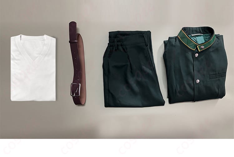 WIND BREAKER 梅宮一 コスプレ衣装セット内容。コート、Tシャツ、ズボン、ベルトが含まれています。