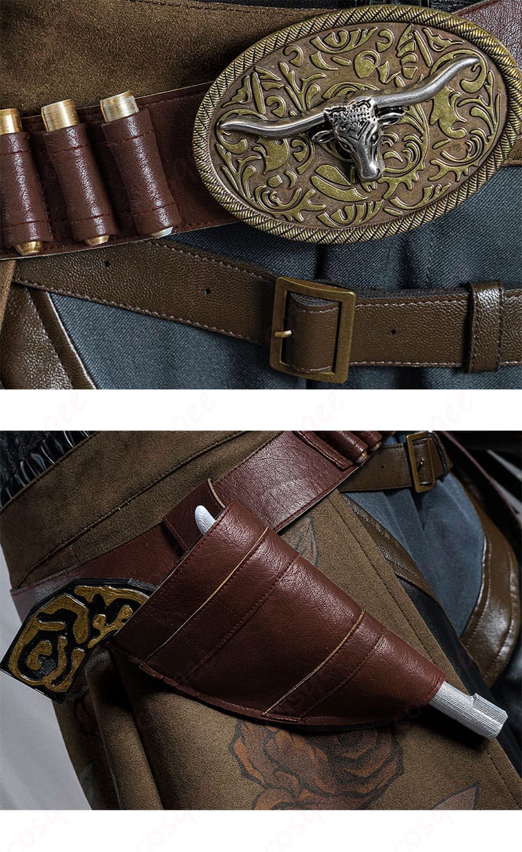 第五人格 バーメイド ブラックローズ コスプレ衣装 腰帯・ガンホルスターのディテール