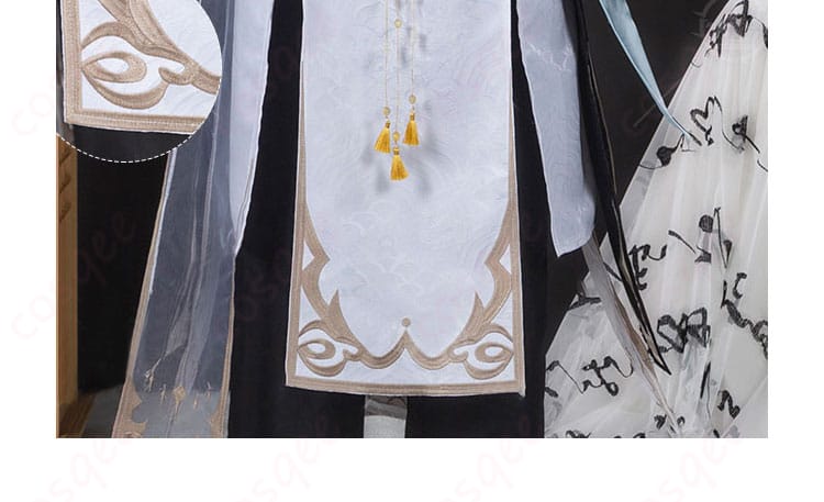 白黒無常(謝必安)のコスプレ衣装の衣裾の飾り、動きやすく美しいデザイン。