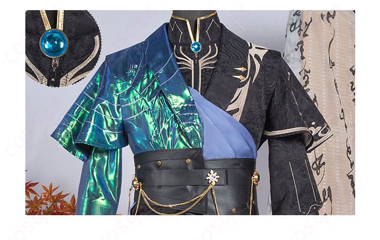 領口装飾の詳細画像|白黒無常コスプレ衣装の美しい領口装飾