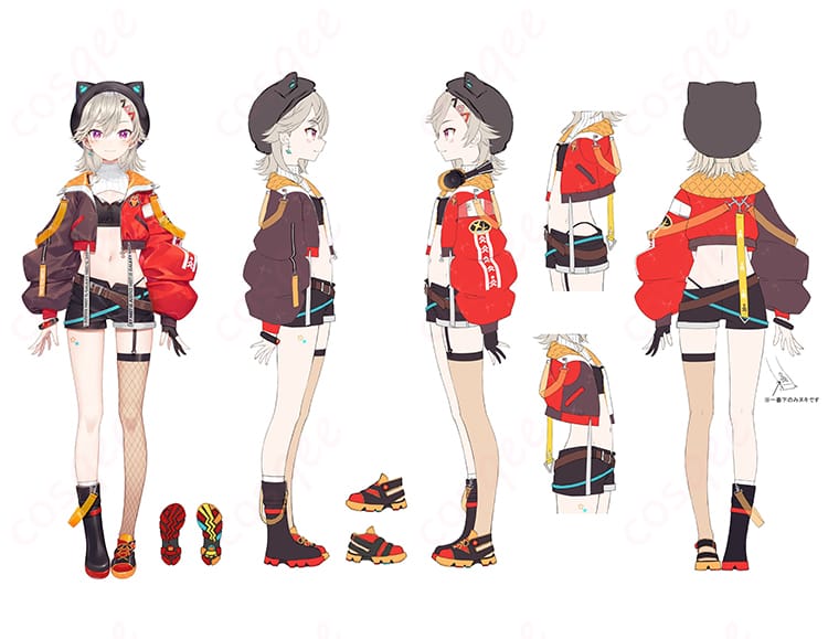 小森めとのコスプレ衣装全身画像。ぶいすぽっ!のVTuberキャラクター、小森めとの魅力を完全再現したコスプレ衣装です。高い再現度をお楽しみください。