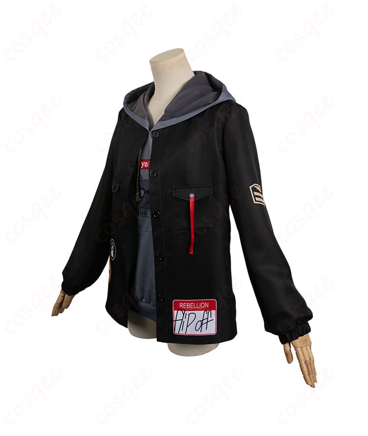 コスプレ衣装の側面図。ディテールにこだわり、キャラクターの特徴を忠実に再現。